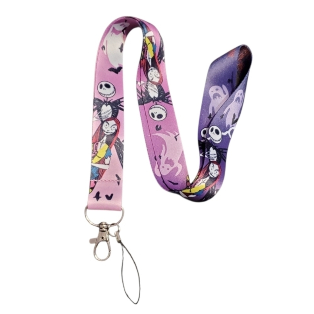 New Disney The Nightmare Before Christmas Jack & Sally Pins Lanyard Kids Adults